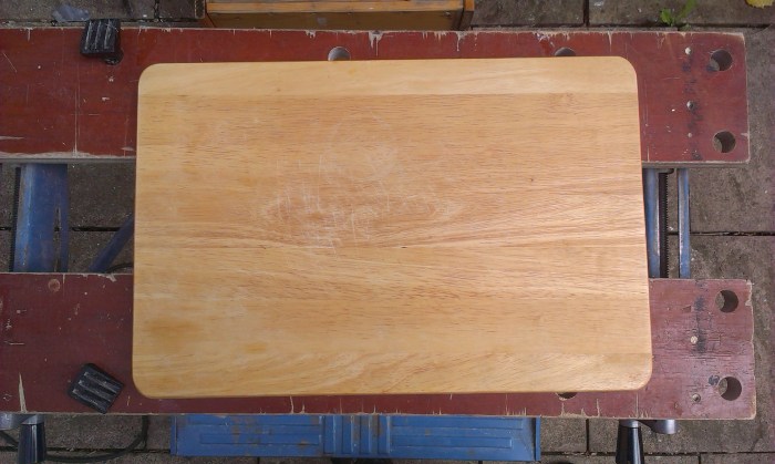 The original scratched up chopping board I was given