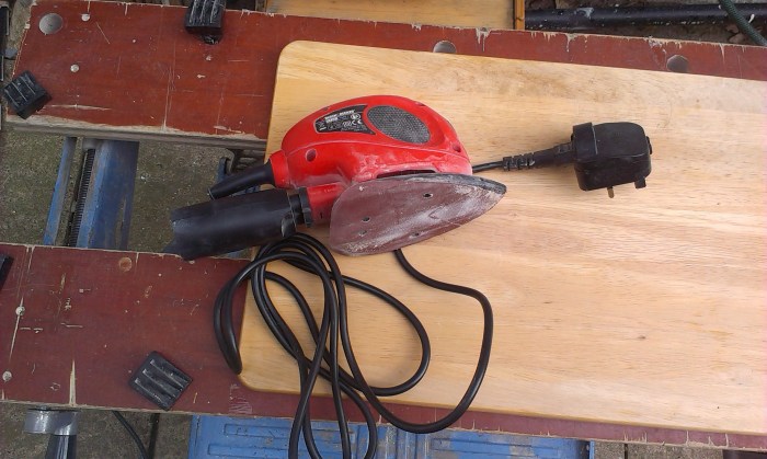 The electric sander I used to remove the scratches and marks.