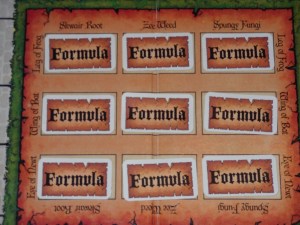 The layout of the potion cards on the brewing grid.