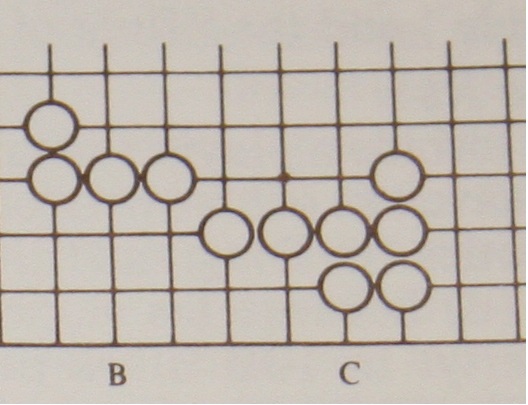 Here white has created two armies, although they are next to each other, the diagonal on which they are connected doesn't count