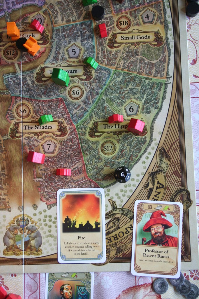 You can see here, the card that was played that caused the Random Event, and what the actual card looks like, the text on these cards is brief, and tells you our favourite thing - to refer back to the rules!