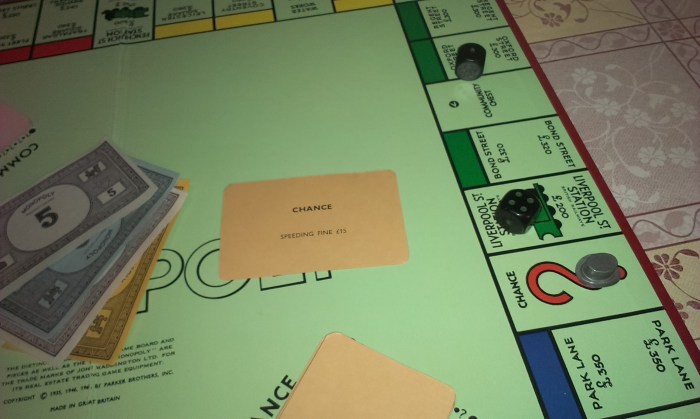 I landed on Chance and had to pay a speeding fine to the middle of the board.